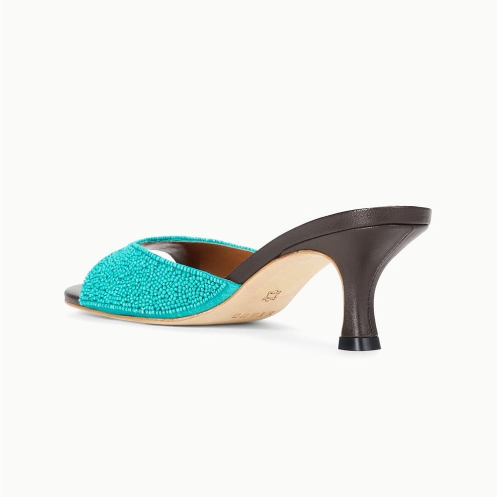 STAUD Brigitte Beaded Slide Sandals - Teal - Picture 4 of 16